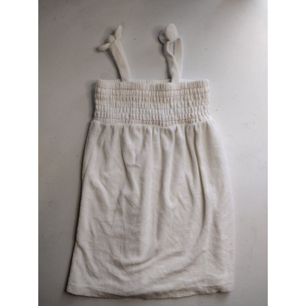 Cat & Jack Girls White Terry Cloth Swim Cover Up Dress Rainbow Smocking XS 4/5
